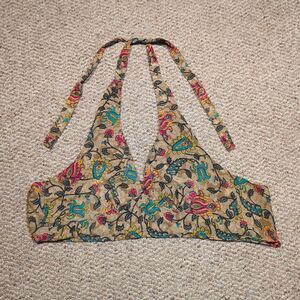 Halter Floral Crop Top Silk Blend Festival Boho Fairy Resort Vacation